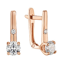Серьги из красного золота с фианитами S213291-E/01/1
