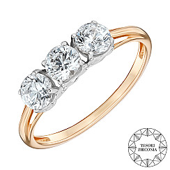 Каблучка з комбінованого золота з фіанітами Tesori Zirconia 13528/01/1/4027