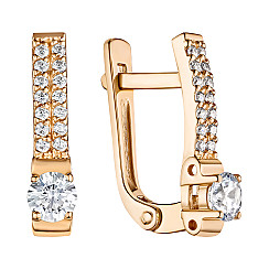 Серьги из красного золота с фианитами S212901-E/01/1