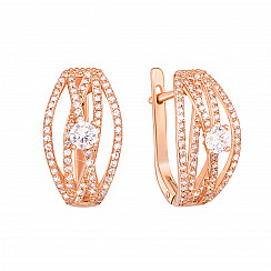 Серьги из красного золота с фианитом 21550 к