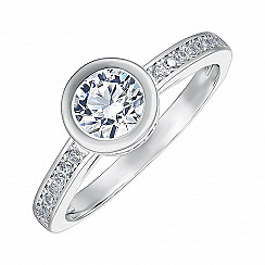 Каблучка на заручини зі срібла з фіанітами ISA0023-R/12/1