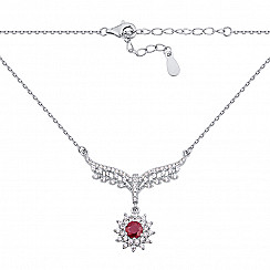 Колье из серебра с рубином и фианитами NA687-K/12/8820