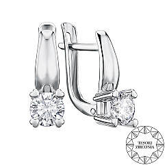 Сережки з білого золота з фіанітом Tesori Zirconia 22054/02/1/4024