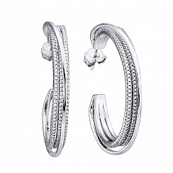 Серьги-кольца из серебра с фианитом E31308-BW-E/12/1