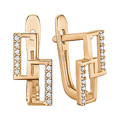 Серьги из красного золота с фианитами S214471-E/01/1