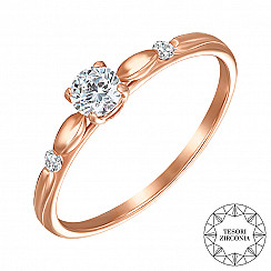 Кольцо из красного золота с фианитами tesori zirconia 13375/01/0/4273