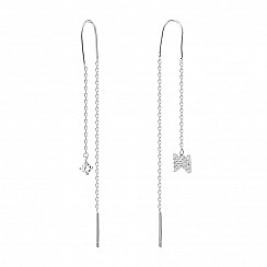 Серьги-протяжки из серебра с фианитами 1EA91904-E/12/1