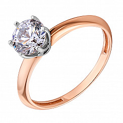 Каблучка з червоного золота з фіанітом s zirconia КД4136 Sw