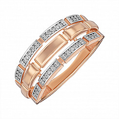 Золотое кольцо в комбинированном цвете с бриллиантами 53635/01/1/9894