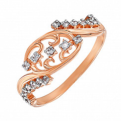 Каблучка з червоного золота з фіанітами 13430/01/1/36
