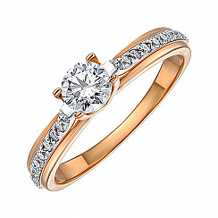 Каблучка з комбінованого золота з фіанітами S Zirconia  13278/01/1/1063