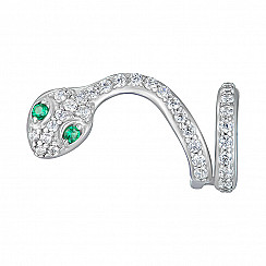 Сережка-каффа зі срібла з фіанітами 40858/12/1/4155