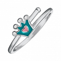 Каблучка-корона зі срібла з емаллю DR07804-R/12/2399