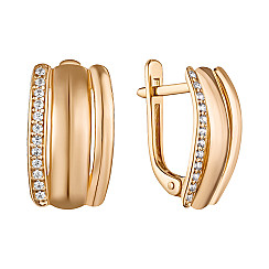 Серьги из красного золота с фианитами S212371-E/01/1