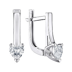 Серьги из белого золота с фианитом G-3260-E/02/1