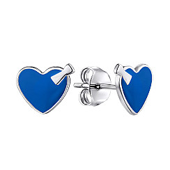 Сережки-пусети зі срібла з синьою емаллю EA51313-blue-E/12/570