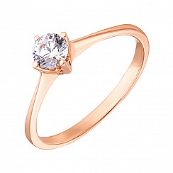 Каблучка з червоного золота з фіанітом s zirconia КД4153 Sw