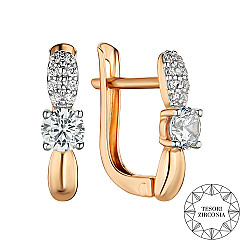 Сережки з комбінованого золота з фіанітами Tesori Zirconia 21934/01/1/4196