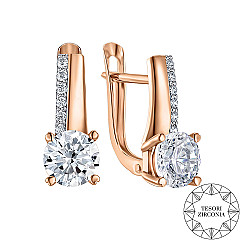 Серьги из красного золота с фианитами и родием tesori zirconia 22055/01/1/4038