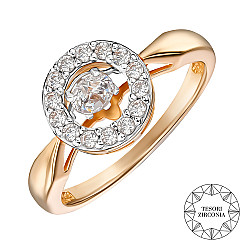 Каблучка з комбінованого золота з фіанітами Tesori Zirconia 13674/01/1/4341