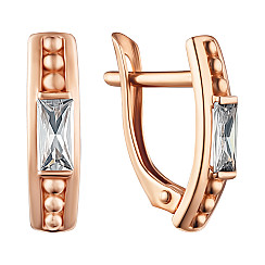 Серьги из красного золота с фианитом 23050/01/0/3849