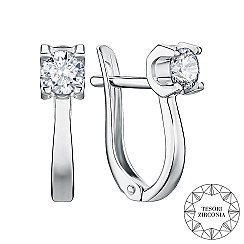 Серьги из белого золота с фианитом Tesori Zirconia 2962/02/1/4027