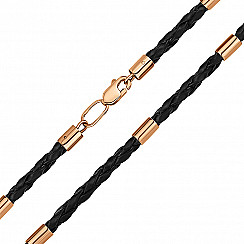 Браслет Укрзолото з червоного золота зі шкірою 07108/01/0