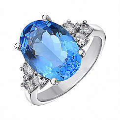 Срібне кільце з кварцом Tanzanite і фіанітами 1994/9р-QTANZ