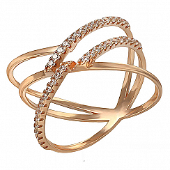 Кольцо Танго из желтого золота с фианитом 380225