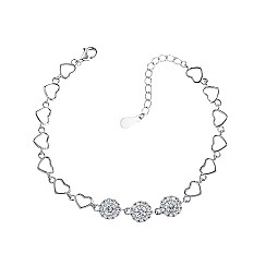 Браслет из серебра Сердца с фианитами PD01580-B/12/1
