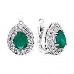 Серьги из серебра с агатом и фианитами E591-E/12/7201