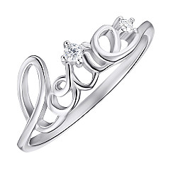 Каблучка зі срібла Love з фіанітами 3RI71026-R/12/1
