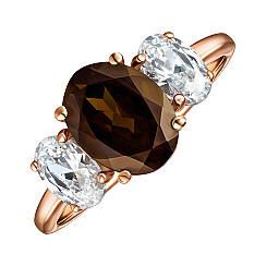 Каблучка з червоного золота з раухтопазом і фіанітами 530284/01/0/6615