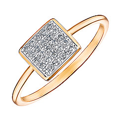 Каблучка із комбінованого золота з фіанітами 18882/01/1/1