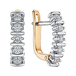 Сережки з комбінованого золота з діамантами 520144/14/1/11315