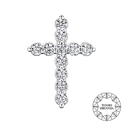 Декоративний хрестик зі срібла з фіанітами Tesori Zirconia 35379/12/1/4035