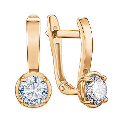 Серьги из красного золота с фианитом S213681-E/01/1