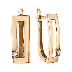 Серьги из красного золота с фианитом S216001-E/01/1