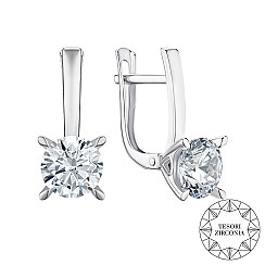 Серьги из белого золота с фианитом tesori zirconia 22045/02/1/4206