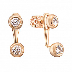 Серьги-джекеты из красного золота Малика с фианитом S Zirconia  21810/01/0/35