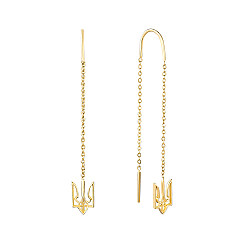 Сережки-протяжки Тризуби з жовтого золота  23239/03/0