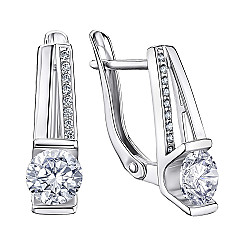 Серьги из белого золота с фианитом tesori zirconia 22242/02/1/4207