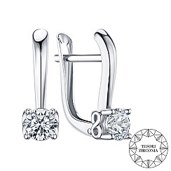 Срібні сережки з фіанітом Tesori Zirconia 40453/12/1/4028