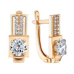 Серьги из красного золота с фианитами S215941-E/01/1