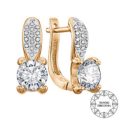 Серьги из комбинированного золота с фианитами Tesori Zirconia 21968/01/1/4274