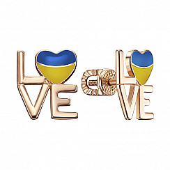 Сережки-пусети Love Ukraine з червоного золота з жовто-блакитною емаллю 23240/01/0/1158