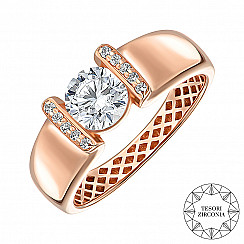 Каблучка з червоного золота з фіанітами Tesori Zirconia 13452/01/0/4207