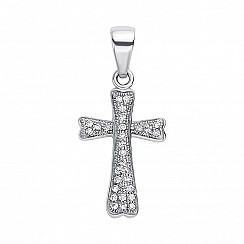Серебряный декоративный крестик с дорожками фианитов PPS1083-P