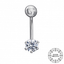 Сережка-пірсинг з білого золота з фіанітом Tesori Zirconia 21482/02/1/4024