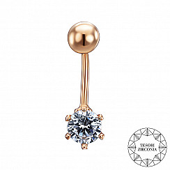 Сережка-пірсинг з червоного золота з фіанітом Tesori Zirconia 21482/01/0/4024